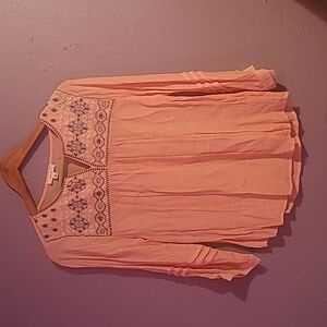 Mine Peach Embroidered Blouse